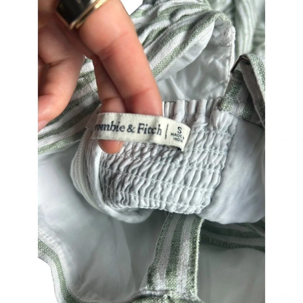 Abercrombie & Fitch Emerson Green Striped Linen Blend Mini Dress Women's Small